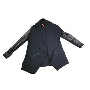 Spanx Drape Front Faux Leather Convertible Jacket - Large